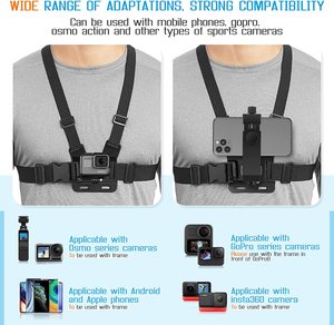 New Mobile <strong>Phone</strong> <strong>Chest</strong> Strap <strong>Mount</strong> Go/pro <strong>Chest</strong> Harness Holder for Action Camera and Cell <strong>Phones</strong> 4 to 7in - Product Image 3
