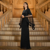 Robes de soirée sirène personnalisées en maille noire, robes élégantes de célébrités, robes de soirée pour femmes