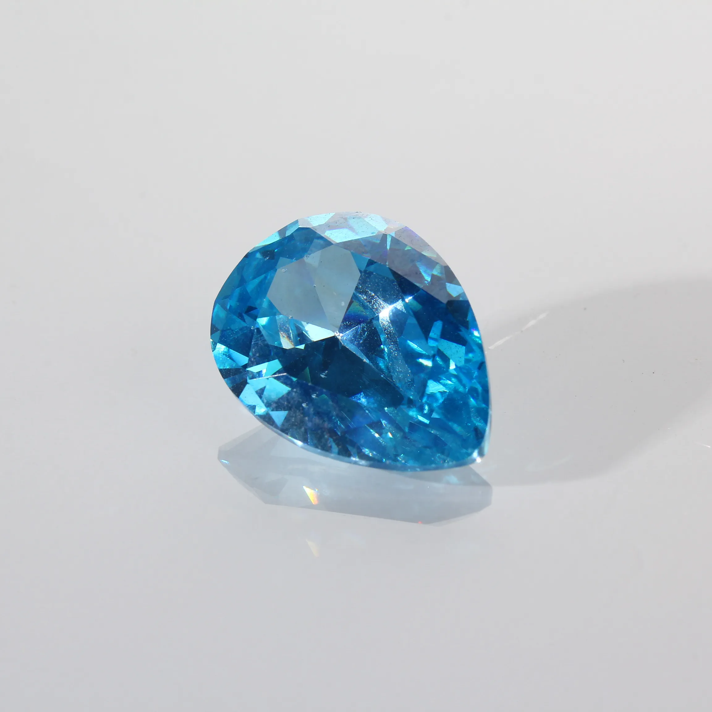 Wholesale 5A Loose Light Sea Blue Gemstone pear Zirconia Stones Price Per Gram