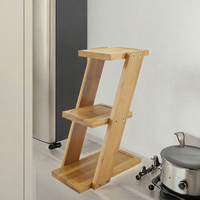 Support de rangement en bambou de style européen pour micro-ondes, étagère à fleurs, technique de polissage, support sur pied à trois niveaux, vente en gros