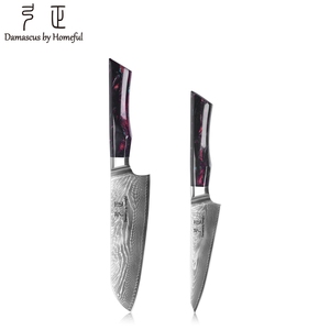 <span class=keywords><strong>Cuchillos</strong></span> de Cocina de Fábrica con Marca Personalizada, Juego de <span class=keywords><strong>Cuchillos</strong></span> de <span class=keywords><strong>Chef</strong></span> de Damasco de 67 Capas, Cuchillo Santoku con Núcleo VG10 en Caja de Regalo, Mango de Resina Roja - Product Image 2