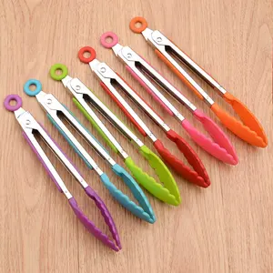 Hot sale Heat Resistance Cute BBQ Tong Promotional Product Multifunctional Salad Fruit Vegetable Kitchen Silicone Food Tongs