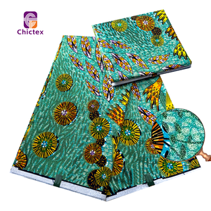 Dernier Cri Tissus 100% Coton Imprimés Ankara Grand <span class=keywords><strong>Pagne</strong></span> Africain Doré Scintillant Véritable Wax pour Robe Femme - Product Image 2