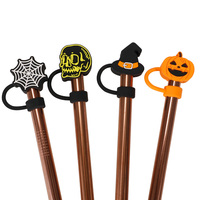 Couvercle de paille réutilisable 6-10mm Cheerleading Cartoon Paille Topper PVC Paille Charms Cover Wholesale Halloween Cute Drink Cover