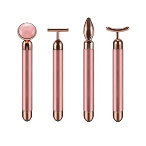 Rose Quartz Gold Massage Energy Beauty Bar Vibrating Skincare Face Jade <b>Roller</b> Massager - Product Image 2