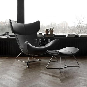 Imola-muebles modernos para el hogar, sillón individual de cuero con respaldo alto y pata de Metal, descuento al por mayor - Product Image 2