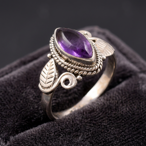 Anillos de Amatista Natural de Buena Calidad, Hechos a Mano, Plata de Ley 925, Anillos de Piedras Preciosas para Mujeres y Niñas, Anillo Clásico de Plata de Ley 925 - Product Image 3