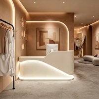 Comptoir d'accueil LED minimaliste durable CR122, style bois, pour hall d'entreprise, clinique dentaire, salon de beauté