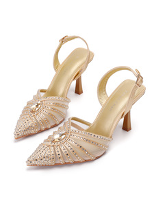 Sandali con tacco alto a punta con strass, stile europeo, da donna, per banchetti e commercio estero, modello transfrontaliero. - Product Image 6