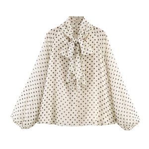 TAOP&ZA 2026 Nuova Collezione Invernale Camicia da Donna <span class=keywords><strong>a</strong></span> <span class=keywords><strong>Pois</strong></span> con Collo Alto, Maniche Lunghe Semi-Trasparenti e Fiocco Decorativo 2075103 - Product Image 2