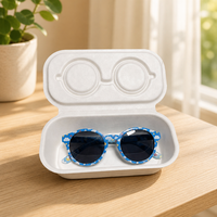 Boîte d'emballage pour lunettes d'enfants à surface lisse pressée à l'état humide, en pulpe de canne à sucre écologique, conteneur pour lunettes optiques