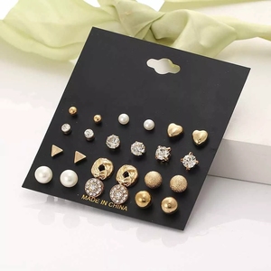 Fashion 12 Pairs <strong>Earring</strong> <strong>Set</strong> Square Crystal Heart <strong>Stud</strong> <strong>Earrings</strong> Jewelry <strong>Sets</strong> for Women Piercing Simulated Pearl Flower <strong>Earring</strong> - Product Image 2