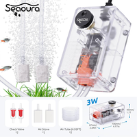 Pompe à air pour aquarium Seaoura SR-202 à double sortie, 3W, débit d'air réglable, pompe à oxygène avec coque insonorisée double couche, prise US