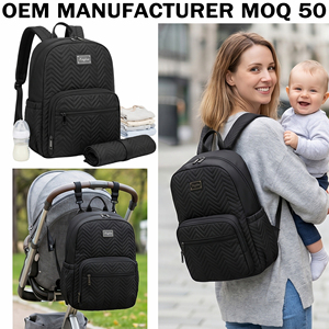Sac à langer en toile et PU OEM/ODM pour <span class=keywords><strong>maternité</strong></span>, avec étui à sucette et sac isotherme pour les essentiels de soins pour bébé - Product Image 2