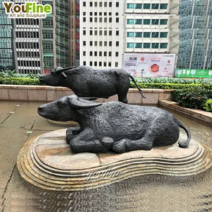 Grande tamanho Outdoor Garden Decor Bronze Modern Bronze Water Buffalo Escultura