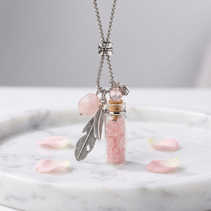 Collier bouteille d'énergie en cristal, gravier de cristal Reiki, pendentif pour huiles essentielles, breloque flacon de parfum en cristal - Product Image 3