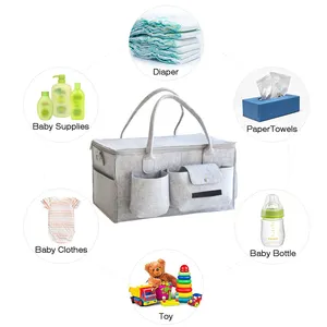 Felt Baby Nursery Diaper Caddy Storage Bag Basket Organizer Mommy Nappy Bag With Cover Baby Toys Accessories Storage Basket