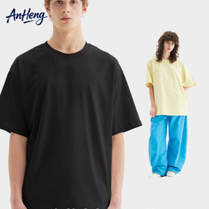 เสื้อยืดคอกลมโอเวอร์ไซส์ผ้าฝ้ายแท้ 100% หนัก 270gsm สีพื้น ทรงหลวม ไหล่ตก สำหรับผู้ชาย สไตล์ลำลอง  แบบเรียบๆ สำหรับสกรีนลาย - Product Image 1