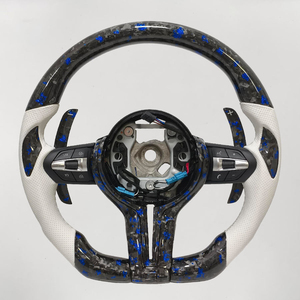 Volant en fibre de carbone forgée bleu pailleté et cuir perforé blanc pour <span class=keywords><strong>BMW</strong></span> F20 F30 F48 M3 E90 (vente en gros) - Product Image 1