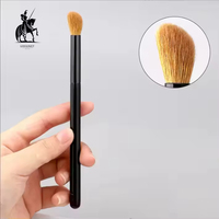 Pinceau à paupières professionnel en poils de blaireau véritable, tête angulaire, manche en bois, logo personnalisé, marque privée, OEM, vente en gros