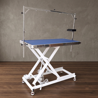 Table de toilettage pour animaux de compagnie électrique rose professionnelle avec prises de courant, table de toilettage pour chiens robuste