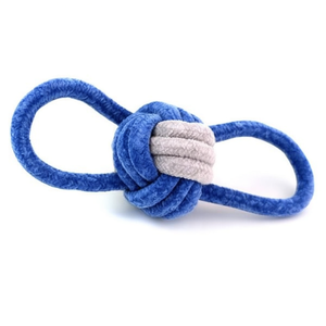 Jouet à mâcher pour chien Tommy Pet, double nœud, 18 cm, bleu gris, corde - Product Image 2