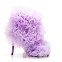 Sandales à talons aiguilles de luxe, bottes à fleurs volumineuses, sandales à bout carré, sandales en maille plissée, sandales de rêve pour femmes, sandales à talons à enfiler