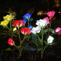 Lampe solaire YN à 3 têtes en forme de rose pour extérieur, décorative, indice de protection IP65, pour mariages, lumières féériques de jardin et éclairage décoratif