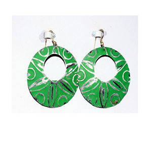 2025 Tailandia verde 4 pares 20mm oro largo martillado pendientes textura bronce pendientes colgantes joyería larga ropa de verano joyería - Product Image 2