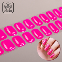 Autocollants d'ongles en gel semi-durcis OEM personnalisés non toxiques, 22 embouts, sans UV, couleur unie, brillants, pour la vente en gros