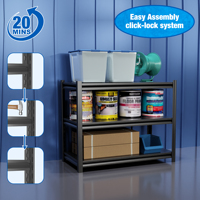 Étagères de rangement en acier à 3 niveaux avec design multifonctionnel, finition thermolaquée pour outils de garage, rayonnage à palettes