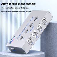 Switcher/Sharer USB2.0 Alloy 4-Port untuk Berbagi Printer Multi-Komputer di Desktop, Pengalihan Otomatis untuk Kantor