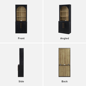 Estantería de armario de almacenamiento negra de diseño arqueado directo de fábrica con vitrina de trofeo Hutch para sala de estar - Product Image 3