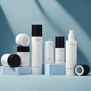 Contenitore di vetro di fabbricazione cinese 120ml 100ml <span class=keywords><strong>50ml</strong></span> 30g 20g Set di bottiglie di vetro cosmetico in bianco e nero con pompa - Product Image 2