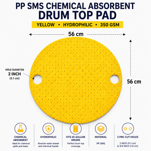 แผ่นดูดซับสารเคมีสีเหลืองแบบหนาพิเศษ ขนาด 56 ซม. x 56 ซม. ผลิตจากโพลีโพรพิลีน 100% สำหรับปูพื้นถัง - Product Image 2