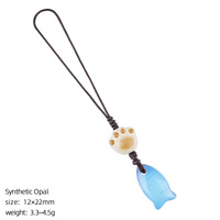 Porte-clés en cristal naturel en forme de poisson, breloque patte de chat, pendentif en pierre précieuse pour sac, pochette ou décoration de téléphone