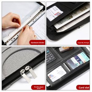 High Quality Custom <b>A4</b> Size Pu Leather <b>File</b> Folder Office Business Stationery Binder With Zipper - Product Image 2