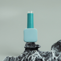 Nouveau stock 2026 – Flacons en verre bleu de 10 ml pour vernis à ongles UV avec bouchon et pinceau, design carré plat, conteneur de vernis à ongles avec couvercle et pinceau