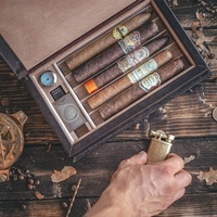 Estuche de Viaje Personalizado en Forma de Cuaderno, de Madera de Cedro y Cuero PU, para Cigarros/Humidores