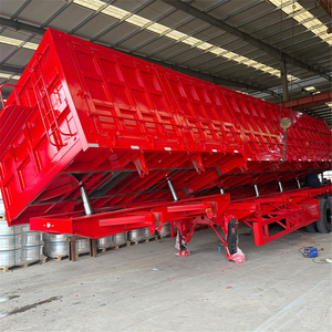 Remorque à benne basculante latérale à quatre <span class=keywords><strong>essieux</strong></span> industrielle, boîte en acier, transporteur de matériaux en vrac - Product Image 3