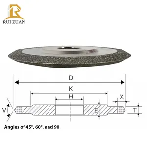 Muela abrasiva de doble bisel de galvanoplastia, muelas abrasivas de diamante para afilar hojas de sierra de carburo