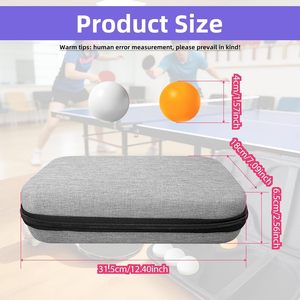 Étui <span class=keywords><strong>de</strong></span> transport antichoc en EVA pour raquette <span class=keywords><strong>de</strong></span> tennis <span class=keywords><strong>de</strong></span> table, doublure intérieure en mousse prédécoupée, sac <span class=keywords><strong>de</strong></span> rangement pour ping-pong avec 6 supports indépendants pour balles - Product Image 2