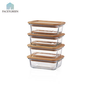 Özelleştirilmiş hava geçirmez 375ml mutfak cam öğle yemeği hazırlık kutusu bambu kapaklı cam gıda saklama kapları - Product Image 5