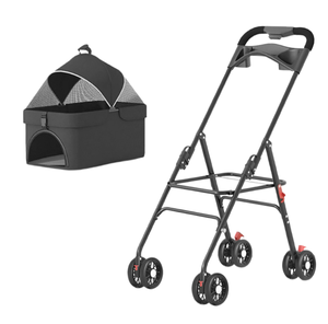 Poussette pliable robuste et réglable pour chiens et chats, design spacieux pour les promenades en centre commercial, chariot professionnel pour animaux de compagnie - Product Image 2