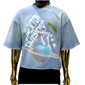 Camiseta de Lujo para Hombre, de Algodón, de Marca Personalizada, Estampada con Láser, Transpirable, de Corte Regular, Lavada al Ácido - Product Image 1