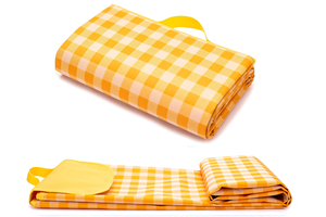 Yellow and White Squares 57"x71" Picnic <b>Blanket</b> <b>Waterproof</b> Sand Proof Beach <b>Blanket</b> for Beach Camping Park Grass Lawn Travel - Product Image 6