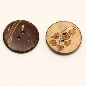 กระดุมไม้พิมพ์ลายมะพร้าวด้วยเลเซอร์<span class=keywords><strong>2</strong></span>รูสลักโลโก้ตามสั่งด้วย14L-40L - Product Image 1