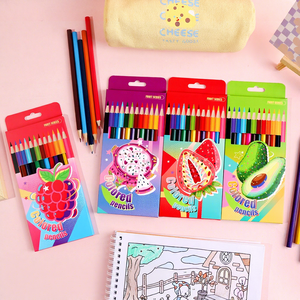 Crayons de couleur en bois à l'huile pour enfants, motif fruits mignons, dessin animé, 12 couleurs - Product Image 1
