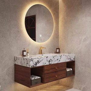 Nuevo lavabo integrado de cerámica estilo chino, color nogal, mueble de baño, lavabo personalizado de estilo minimalista. - Product Image 2