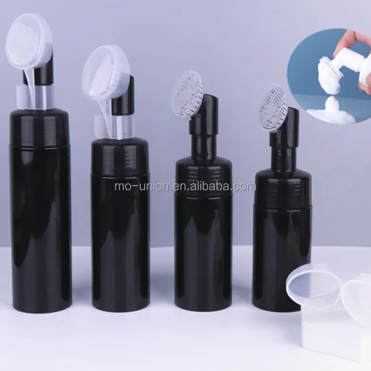 Botella redonda de espuma con bomba de cepillo de silicona para mascotas, 100ml, 120ml, 150ml, 200ml, 8oz10oz, embalaje de cosméticos, gran oferta